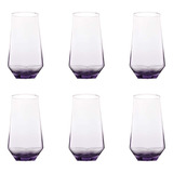 Set 6 Vasos Diamante Vasos De Vidrio Vaso High Ball 550 Ml Color Morado