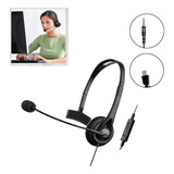 Fone Headset Call Center Telemarket Entrada Usb E Plug 3.5mm