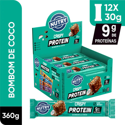 Barra de Proteínas Nutry Crispy Protein Bombom de Coco 12 x 30g - Com Whey e 9g de Proteínas | MercadoLivre
