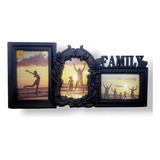 Porta Retrato Family 3 Fotos 10x15 Familia Mesa Ou Parede 3d Cor Preto