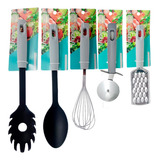 Set X4 Utensilios Nylon Cocina Combo 1 Cortapizza De Regalo 