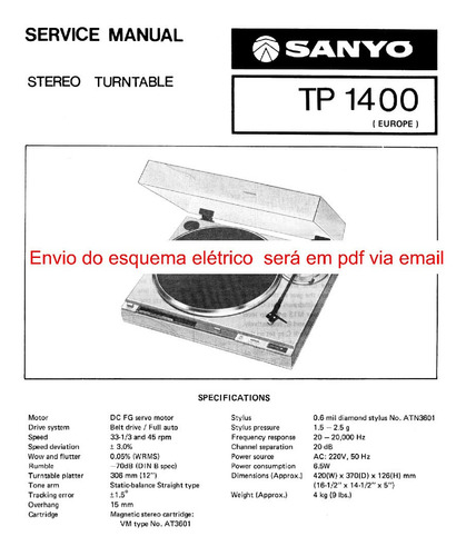 Esquema Toca Discos Sanyo Tp1400 Tp 1400  Via Email