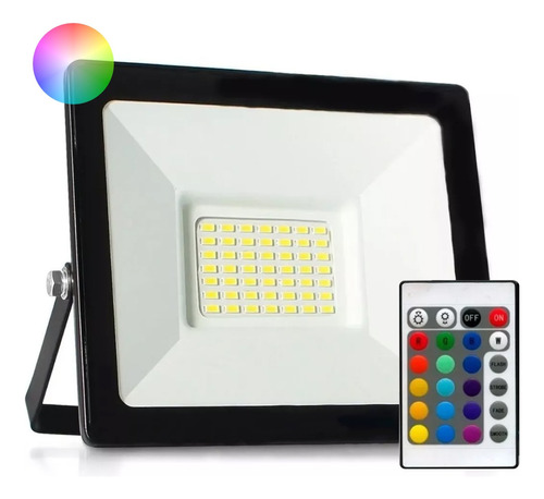 Kit 10 Refletor Led 50w Rgb Prova Dagua Luminária Holofote