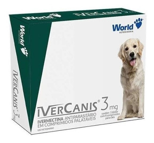 Comprimido Antiparasitário Para Ácaro World Ivercanis Para Cão De 7.5kg A 15kg