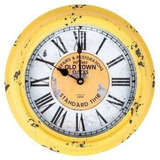 Reloj De Pared De Metal Antiguo Amarillo Redondo