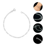 Pulseira Fina 3mm Para Homem Prata 925 Corrente Não Descasca Comprimento 20   Diâmetro 3 Cm