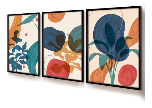 Quadros Decorativos 60x90 Vidro Quartos Floral Orgânico Trio