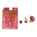 American Diorama Lion Dance Figuras Para Diorama 1/64 Metal Color Rojo