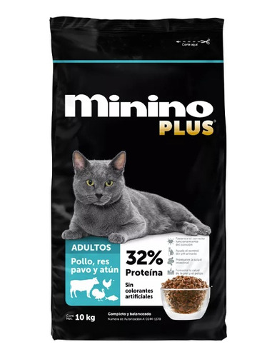 Alimento Para Gato Croquetas Minino Plus Res Pollo Pavo 10kg