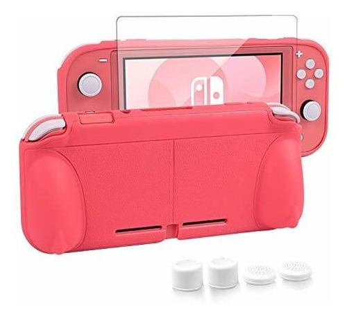 Carcasa Gruesa Para Nintendo Switch Lite Rosa Con Gomitas