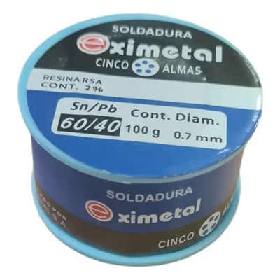 Estaño Eximetal 60/40 0.7 Mm Bobina 100gr Carrete Plateado