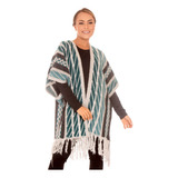 Poncho Estilo Colete Tricô Boho Etnico Plus Size Franjas 