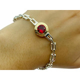 Pulsera Plata Oro Piedra Roja Panter Regalo Mujer