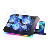 Base Cooler Notebook 17  6 Fan Led Rgb Suporte Celular 2 Usb