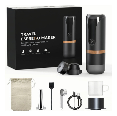 Máquina De Café Espresso Portátil De 9 Bar, Recargable, 2 En