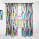 Designq Cortinas Con Estampado Gráfico De Plumas Multicolore