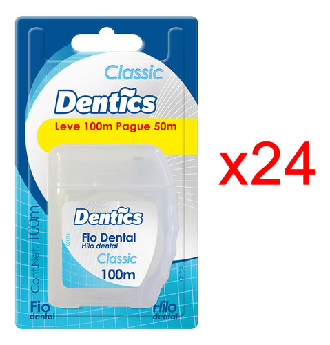 Kit 24 Un - Fio Dental Classic Leve 100m Pague 50m - Dentics