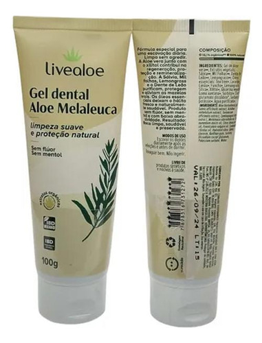 Gel Dental Natural Aloe Melaleuca 100g Live Aloe