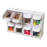 Organizador Apilable De 8 Cajones Abatibles Blanco Org8b