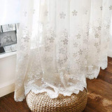 Cortina Transparente Floral Blanca Para Dormitorio Y Cocina,
