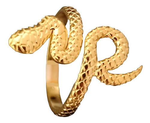 Anillo Argolla Forma Serpiente De Acero Color Oro Para Mujer