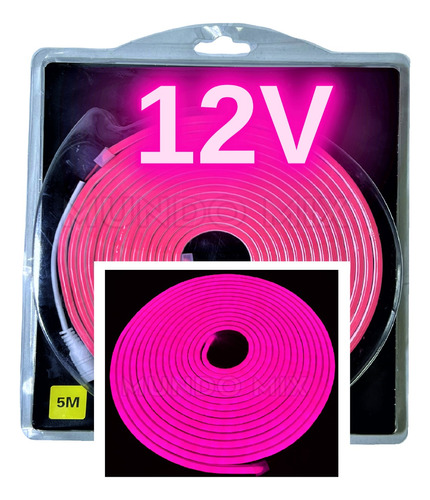 05mts Mangueira Neon Led Flex 6x12 Corte2,5cm 12v Rosa Pink