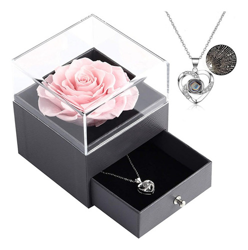 Caja De Regalo Rosa Y Collar De Amor Eterno For Madre Y Nam