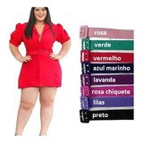 Blazer Plus Size Social Macaquinho Feminino Manga Curta Fest