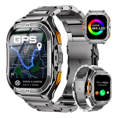 Reloj Inteligente CUBOT GT3 GPS Dual Resistente al Agua 50m AMOLED 1.96'' Correa Acero Llamadas Bluetooth Hombre Deportivo Smartwatch Gris | Meses sin interés