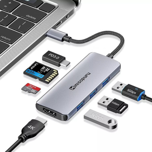 Adaptador Usb C 6 En 1 A Hdmi Usb Macbook Windows