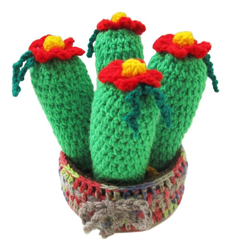 Cactus Grande Tejido Crochet Artesanal Con Maceta Mamakolla