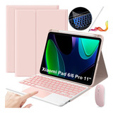 Funda Teclado Mouse Lapiz Para Xiaomi Pad 6/6 Pro 11'' Rosa