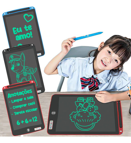 Lousa Digital 10 Polegada Lcd Infantil Escrever E Desenhar