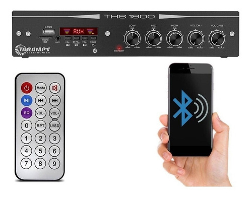 Receiver Amplificador Top Bluetooth Taramps Ths 1800 Aux Rca