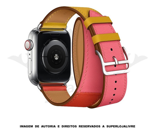 Pulseira Couro Double Para Apple Watch 38mm 40mm 42mm 44mm