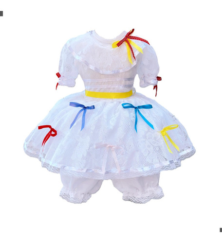 Vestido Festa Junina Infantil Noiva Caipira C/ Shorts