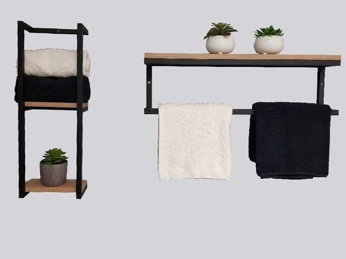 Repisa Para Baño Estilo Industrial Hierro Y Madera 