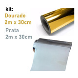 Kit 2m De Dourado 2m De Prata Vinil Adesivo Metalizado 