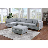 Conjunto De Sofá Modular Go Green Woods Felix 6pc - Gris Cla