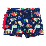 Sunga Short Infantil Azul Marinho Dinossauros E Letras