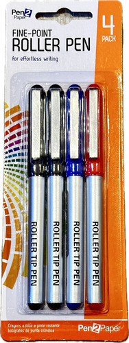 Lapiceras Surtidas 4 Colores Tinta Roll Pack X 4 U Oferta!