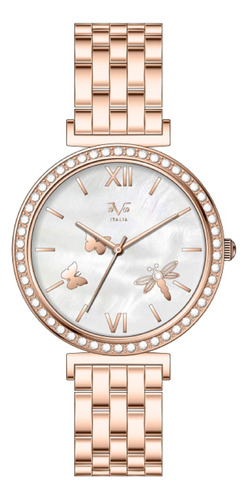 Reloj De Mujer V1969 Italia 1121-31 Oro Rosa Con Mariposas