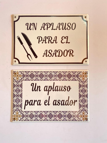 Carteles En Chapa Hierro Enlozado Para Parrilla 20x30 Cm.