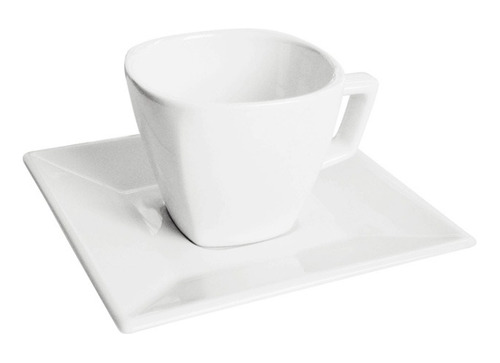 Set X6 Tazas De Café + 6 Platos Café Porcelana Blanco Oxford