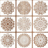 9 Plantillas Estencil Mandala Flores Decoración Scrapbook