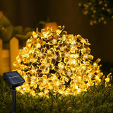 Luces Solares Navideñas En Flor De Cerezo 22 Metros 200 Led