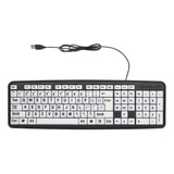 Teclado Usb Para Deficientes Visuais Com Letras Grandes Bco