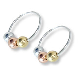 Aros Argollas Cubanos Con Bolitas De Plata 925 (ma906)