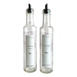 Set Dispenser Aceiteros Vidrio 250ml Transp Aceite+vinagre