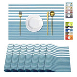 Manteles Individuales Para Mesa Conjunto De 8 Pzas 45×30cm Color Azul Claro